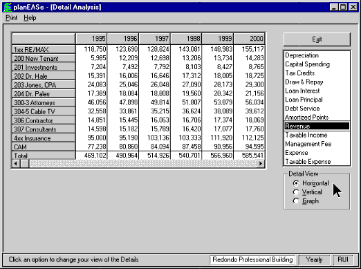 Detail Analysis (Loans, Depreciation, Revenues, and Expenses)